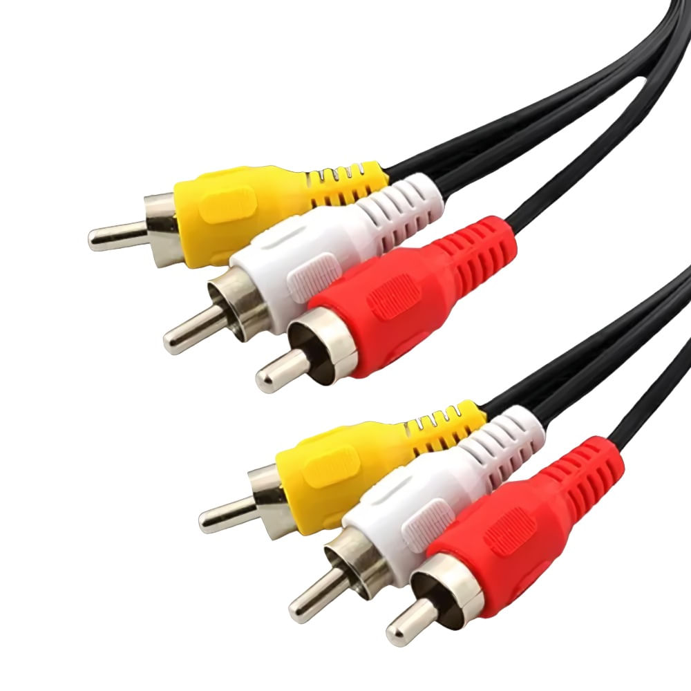 Cabo 3 RCA Macho x 3 RCA Macho 1,80 Metros Cabo 2 RCA Macho x 2 RCA Macho Profissional 1,80 Metros